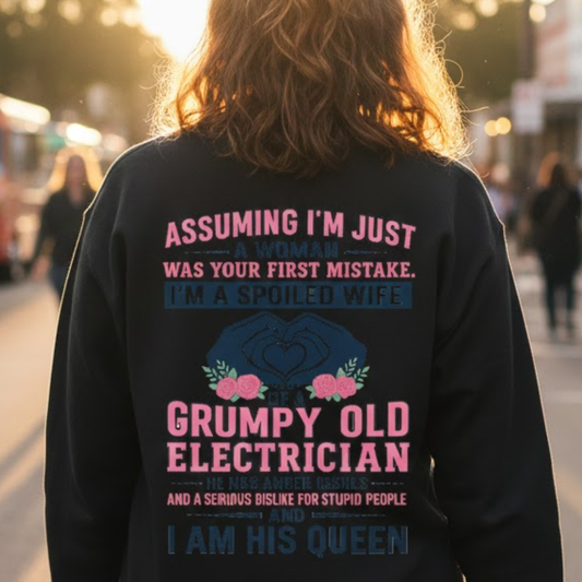Assuming I'm Just A Woman - Electrician Wife Pride Premium Sweatshirt
