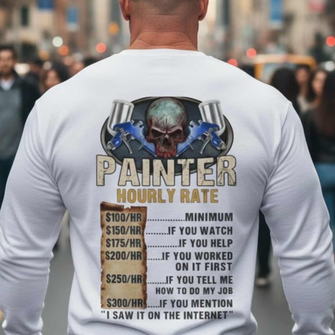 Painter Hourly Rate Skull - Painter Job Humor Premium Sweatshirt