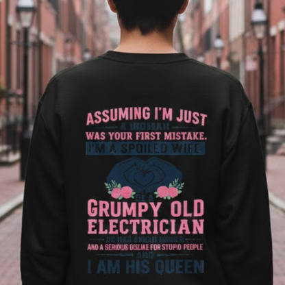Assuming I'm Just A Woman - Electrician Wife Pride Premium Sweatshirt