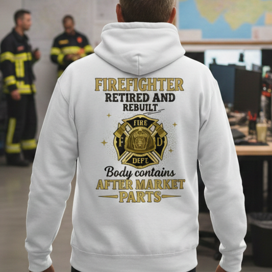 Retired And Rebuilt - Firefighter Humour Hoodie   Unisex heavy blend zip hoodie