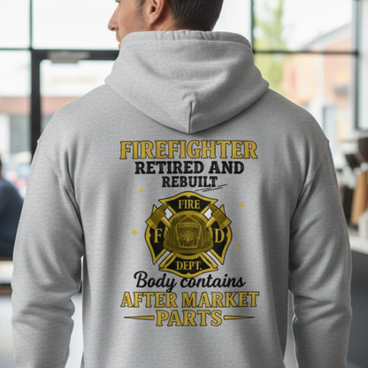 Retired And Rebuilt - Firefighter Humour Hoodie   Unisex heavy blend zip hoodie
