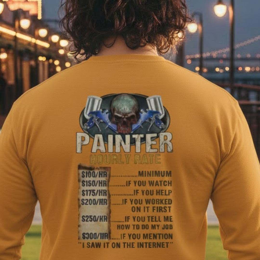 Painter Hourly Rate Skull - Painter Job Humor Premium Sweatshirt