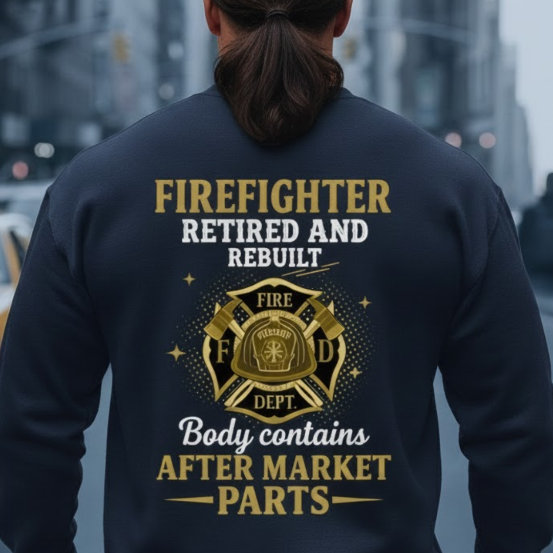 Retired And Rebuilt - Firefighter Humor Sweatshirt