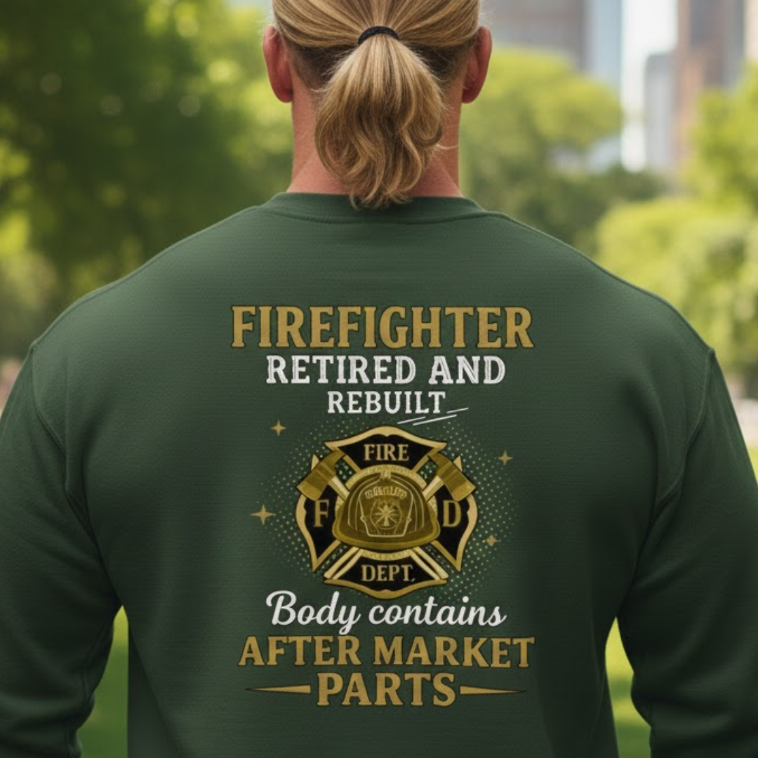 Retired And Rebuilt - Firefighter Humor Sweatshirt