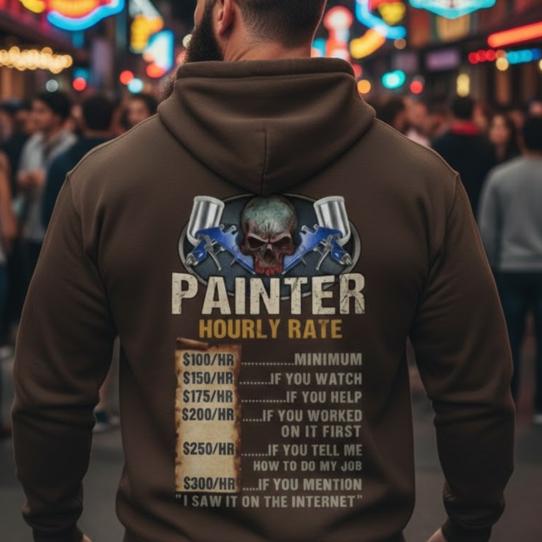 Painter Hourly Rate Skull - Painter Job Humor Hoodie